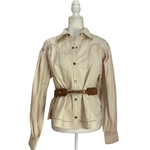 Magali Pascal Harriet Button Down NWT Shirt Cotton Denim ECRU - Picture 10 of 11